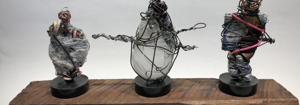 Memory sculpture 16x10x4 wire abstract By Frank Marino Baker